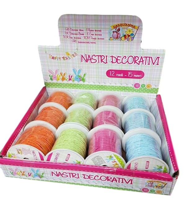 Set 12 Pezzi Rotoli Bobina Di Spago Raffia Colorata Lunghezza 15 Metri dfh