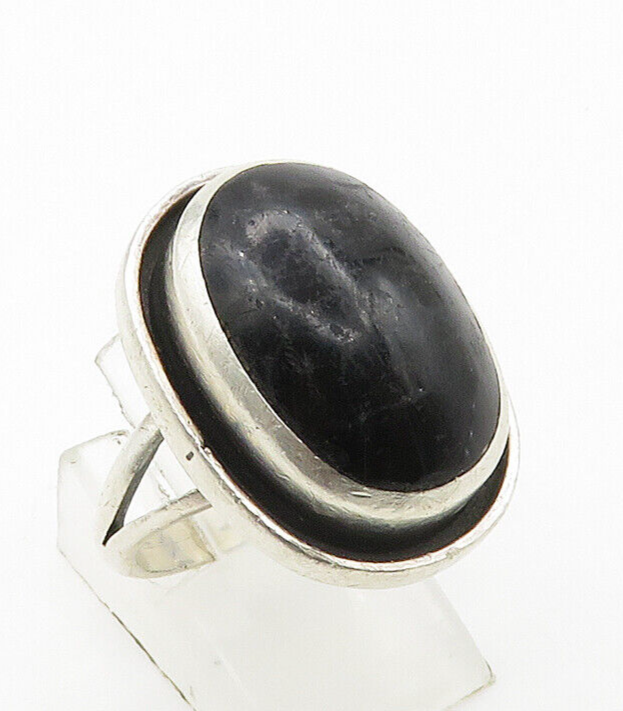 MEXICO 925 Sterling Silver Vintage Black Onyx Cocktail Ring