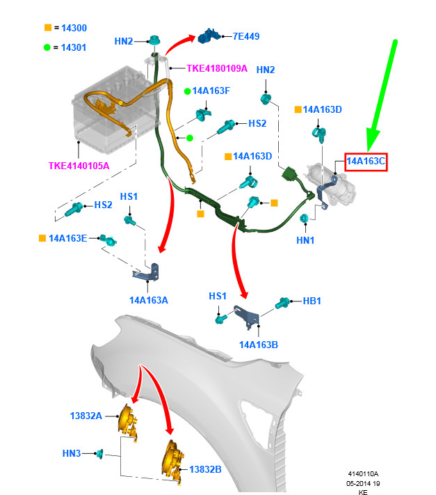 Ford Ranger T6 Mk1 Clip De Retenue De CÃ¢Blage De Batterie 1734374 Nouveau
