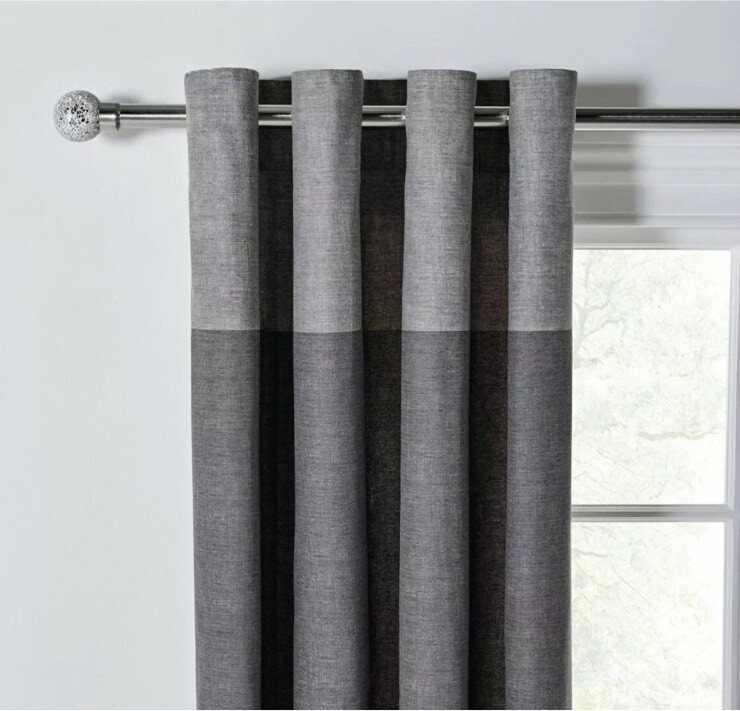 Dublin Eyelet Unlined Curtains Charcoal Grey NEW 46” X 72” 117cm X