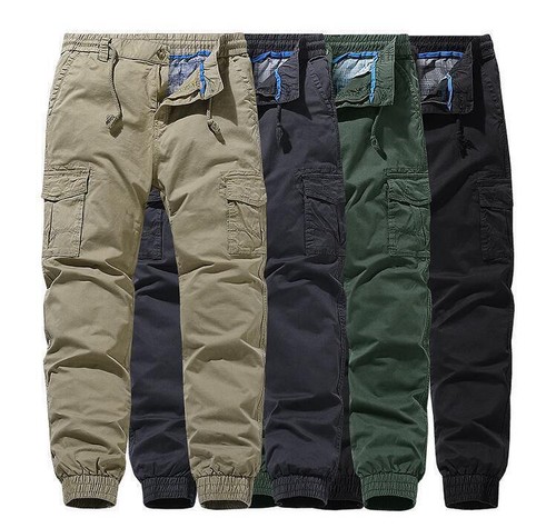 Men's Cargo Pants Cotton Multi-pocket Pants Solid Color