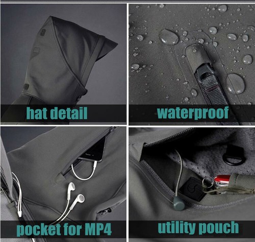 Men's Water Resistant Zip Up Hooded Windbreaker Rain Jacket