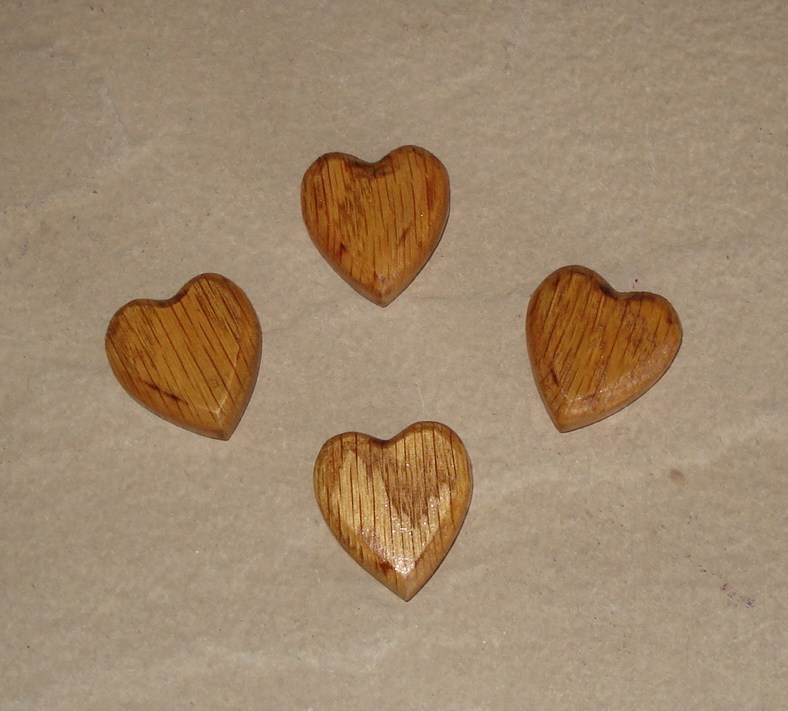 Set of 4 Small Handmade Wood Hearts