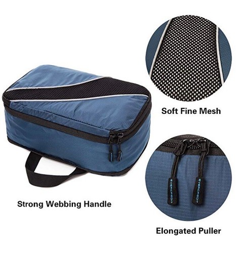 Ecredit Packing Organizers Cubes, Mesh Compression Travel Water resistant Blue