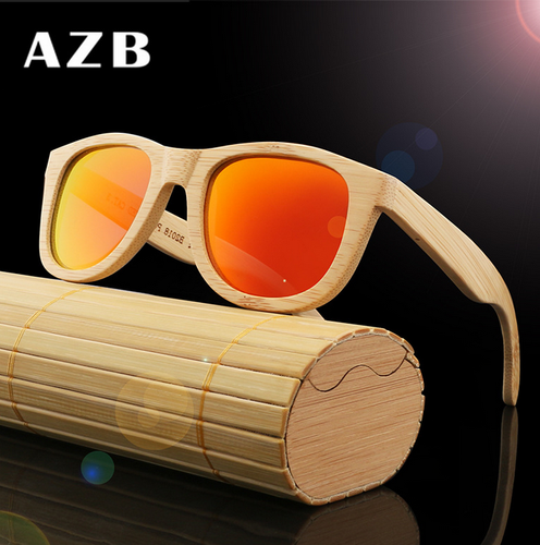 AZB Handmade Natural Bamboo Wood Polarized Sunglasses Wooden Frame Glasses