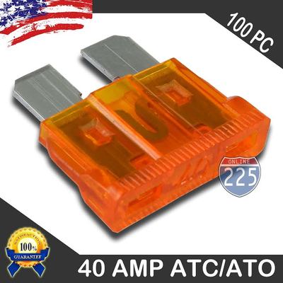 100 Pack 40 AMP ATC/ATO STANDARD Regular FUSE BLADE 40A CAR TRUCK BOAT MARINE RV