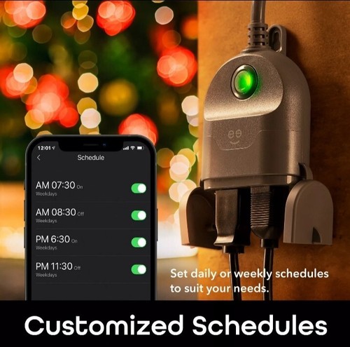 Geeni Outdoor Duo Wi-Fi Smart Plug, Weatherproof, Voice Control (2 Pack)