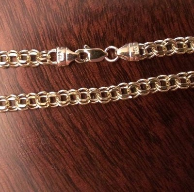 Pre-owned Wishing For Claudia 14k Solid Yellow Gold 3.75mm Polished Double Link Charm Bracelet 7" Length