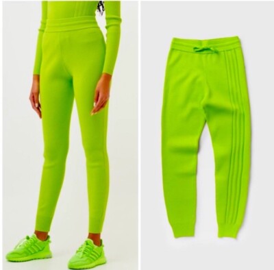 IVY PARK X Adidas Halls of Ivy 3-Stripes Semi Solar Slime Ribbed Knit Joggers