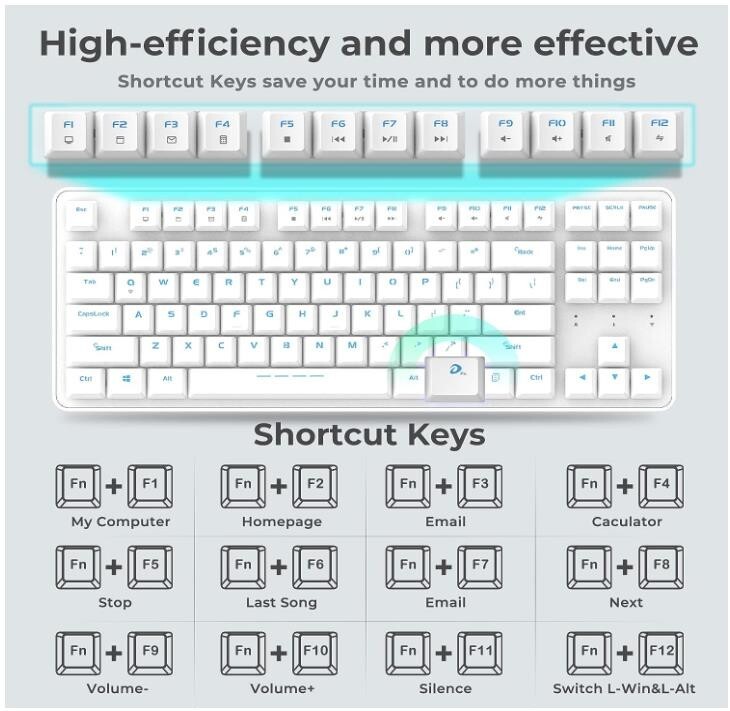 DAREU Wireless Working Keyboard, TKL Ergonomic Mechanical Wireless Keyboard