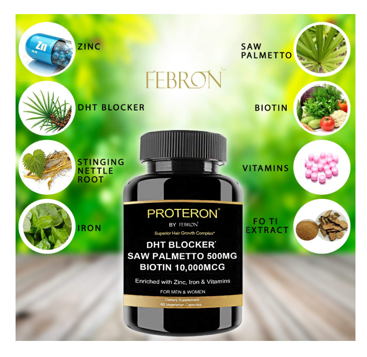 Febron DHT BLOCKER Hair Growth Pills To Prevent Hair Loss & Stimulate Growth USA