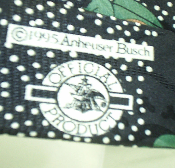 Budweiser Beer Necktie Tie Frogs Anheuser-Busch 1995