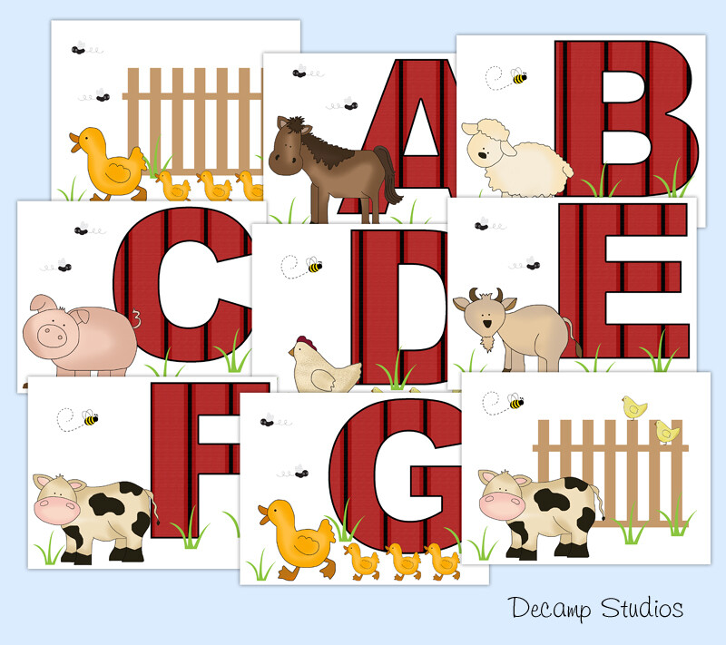 Farm Animals Alphabet Nursery Decal Wallpaper Border Wall Art Stickers Kids Room