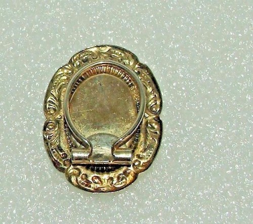 Women's Fashion Ornate Oval Goldtone Metal Black Center Scarf Ring Holder Clip