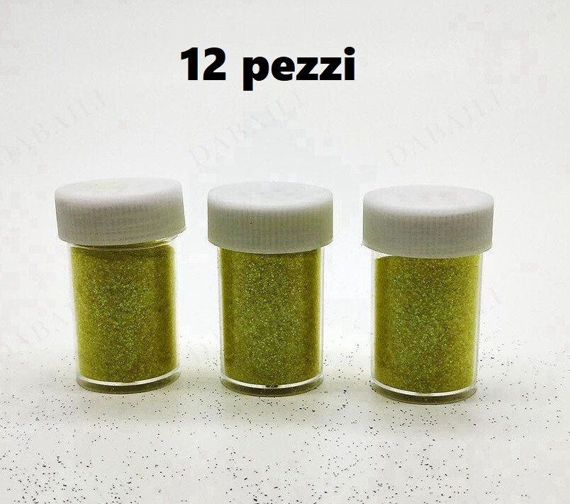 Set 12 Brillantini Glitter Decorazione Porporina Lavoretti Gialla 20g bal