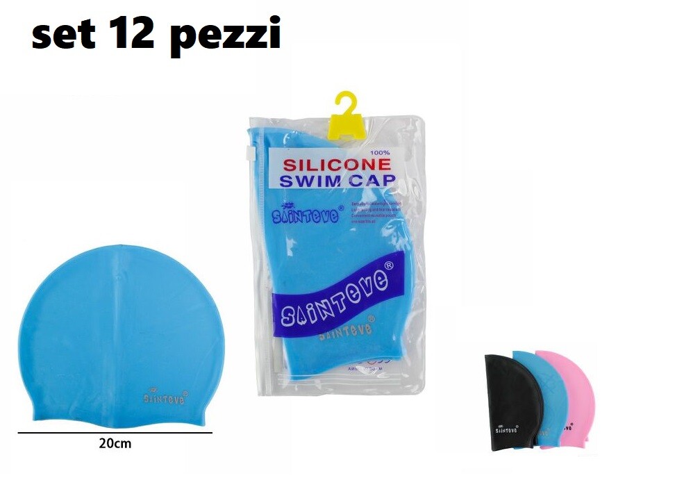 Set 12 Pezzi Cuffia Piscina Mare Nuoto Colorate In Silicone dfh