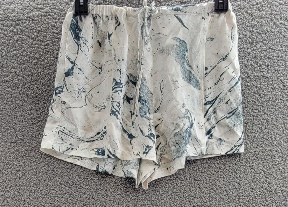 GINIA Silk Pajama Shorts Women's 8US Carrara Marble Drawstring Elastic Waist - Picture 2 of 17