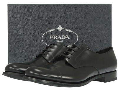 НОВЫЕ ПЛАТЬЕВЫЕ ОКСФОРДСКИЕ ТУФЛИ PRADA ИЗ ГЛАДКОЙ КОЖИ С ЛОГОТИПОМ 14,5/США 15,5