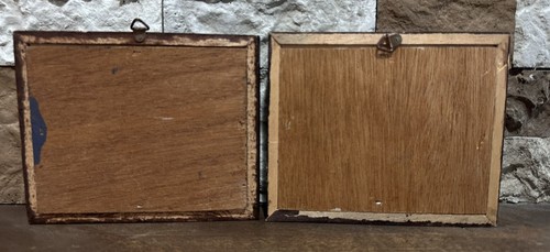 Vintage 3D Winter Scene Diorama Art Set Of 2 Framed Art  6” X 5”