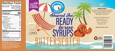 Hypothermias BUTTERSCOTCH 🍧 Snow Cone machine Shaved Ice Flavor Syrup GALLON