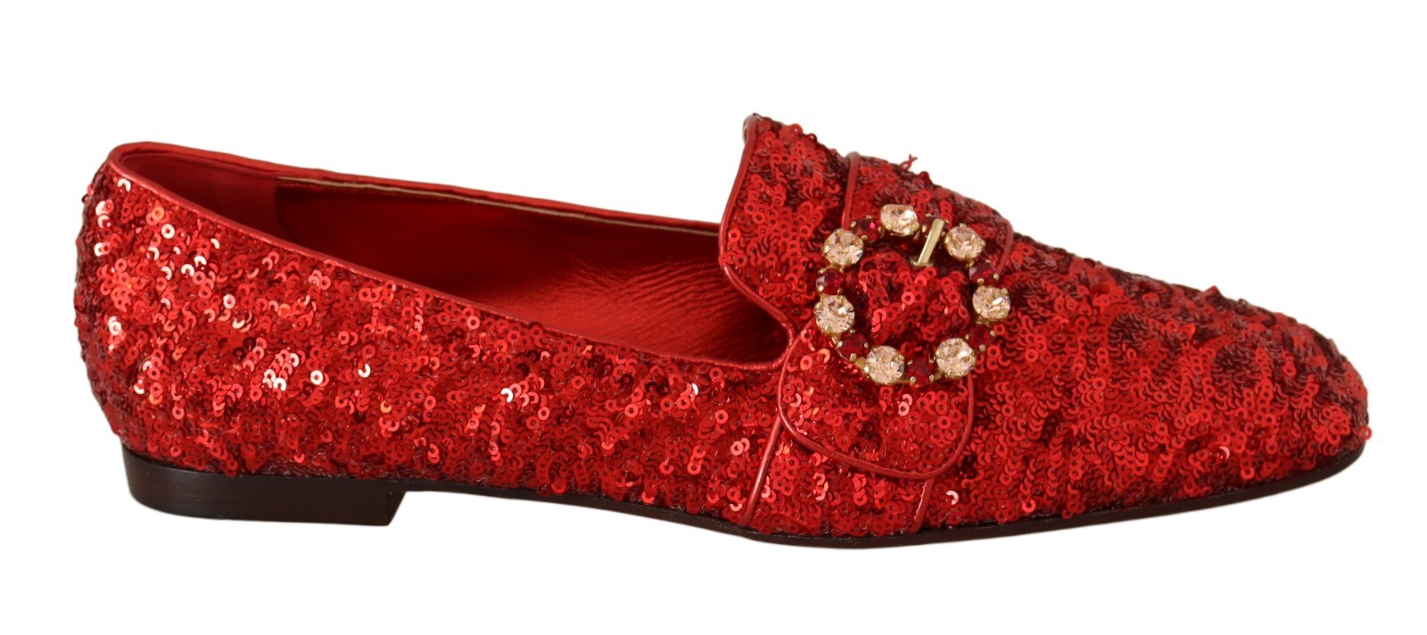 

DOLCE - GABBANA Shoes Красные женские лоферы на плоской подошве с блестками и кристаллами EU38 / 7,5 долларов США 1200 долларов США, Красный