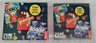 Atari Triple Pack of Fun: Sorry, Yahtzee, Boggle ~ Window PC Video Game