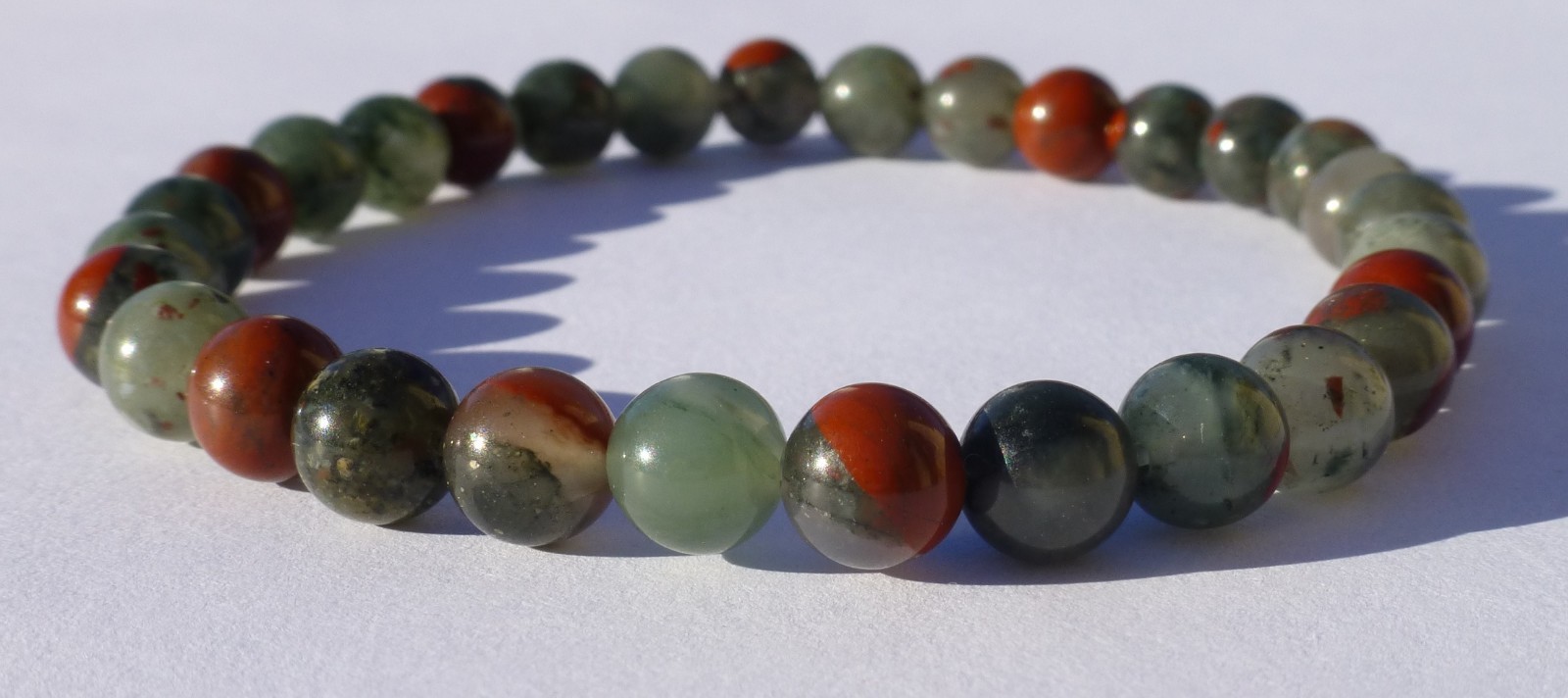 Bloodstone Natural Gemstone Bracelet Handmade Beaded Stretch 6mm - 6 1/2
