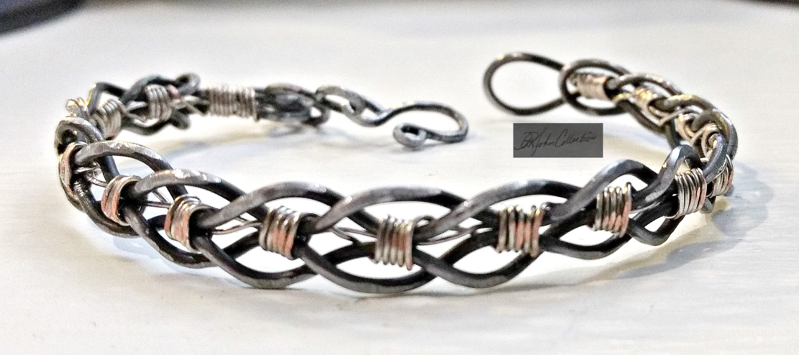 New Wire Wrapped Unisex Galvanized Steel w/ Titanium Coated Copper Cuff Bracelet