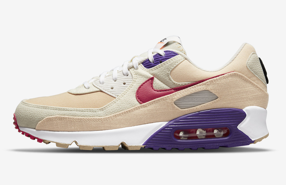 

Мужские кроссовки Nike Air Max 90 SE Sprung Sesame Rush Pink Coconut Milk DM8171-200 в стиле ретро, Multicolor, Nike Air Max 90