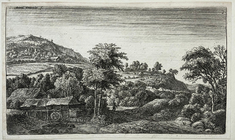 Moulin Eau Pied Montagne Gravure Antonie Waterloo Anthonie Waterlo XviiÂ°