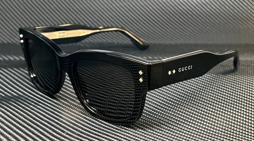 Pre-owned Gucci Gg1217s 001 Black Grey Men's Large 53 Mm Sunglasses In Gray