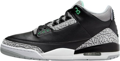 Мужские кроссовки Jordan 3 Retro Black/Green Glow-Серый волк (CT8532 031)