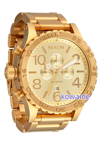 Pre-owned Nixon 51-30 Chrono - All Gold A1389-502-00 Chronograph Men's Watch Authentic