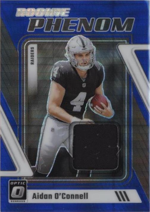 2023 Panini Donruss Optic Aidan O'Connell Rookie Phenoms Blue Hyper Prizm MEM RC  