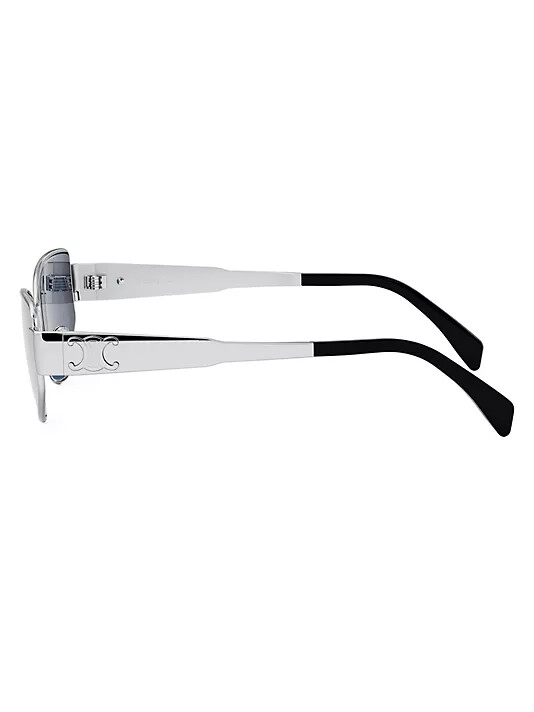 Pre-owned Celine Sunglasses Metal Triomphe Cl40293u-5516v Cat Eye Silver Frame Blue Lens
