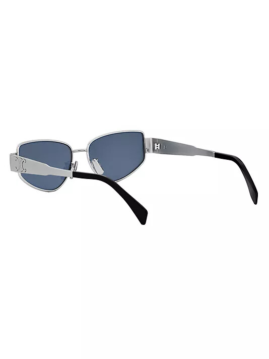 Pre-owned Celine Sunglasses Metal Triomphe Cl40293u-5516v Cat Eye Silver Frame Blue Lens