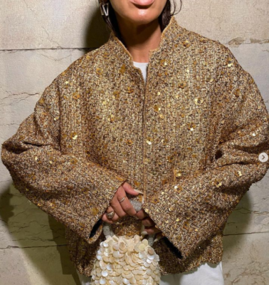 Zara sequin top bomber jacket