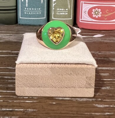 Park Lane Jewelry Green & Yellow Heart   Ring,  Size 9