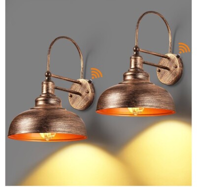 2-Pack Dusk to Dawn Outdoor Barn Lights, Oil-Rubbed Bronze Wall Sconce Suitab...