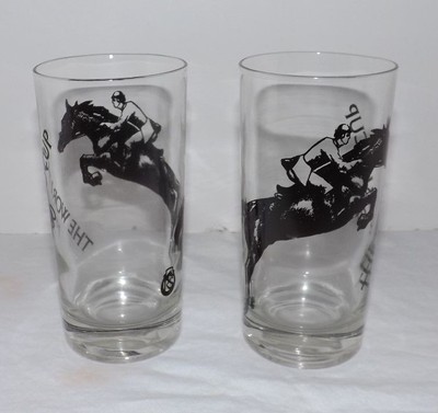 PAIR of 1980 The WORLD CUP FEI Horse Show Jumping Championship Souvenir Tumblers