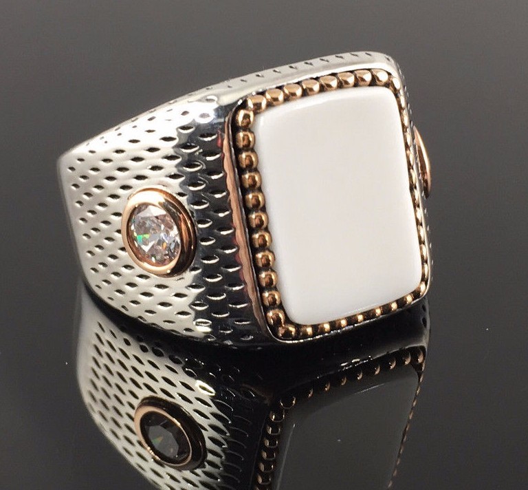 Handmade 925 Sterling Silver White Onyx W Cz Stone Men S Ring Us Seller K3p Ebay