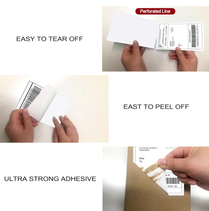 500 4x6 Fanfold Direct Thermal Direct Shipping Labels for Zebra & Rollo Printers