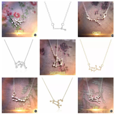 Star Sign Zodiac Constellation Necklace Aries Gemini Scorpio Leo Libra Virgo...