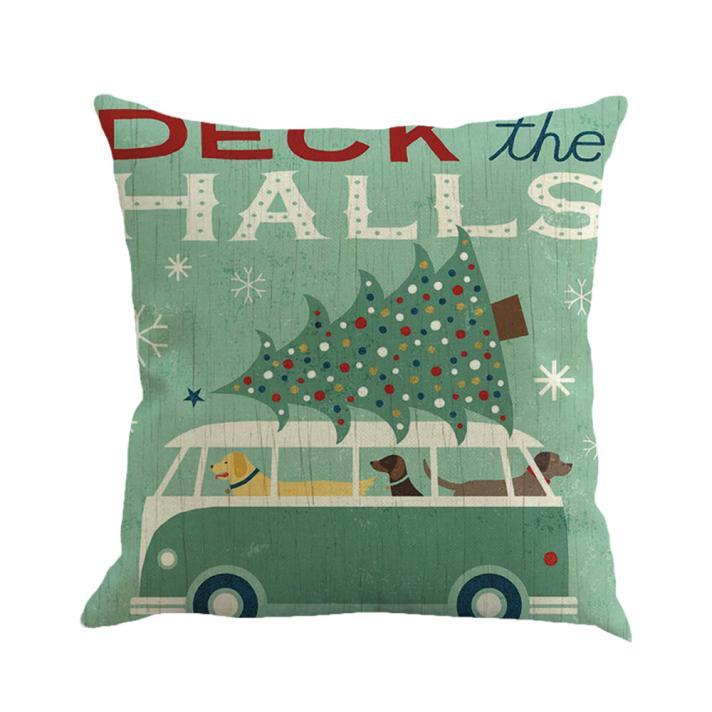 18/" Christmas Car Tree Printing Sofa Bed Home Pillow Cushion Cover Case Xmas