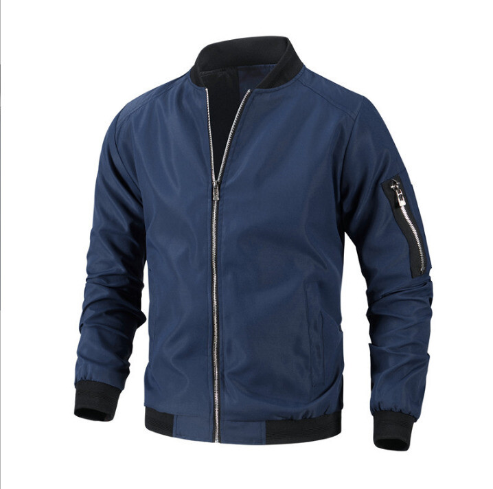 Men's Spring Fall Casual Thin Bomber Jacket Lightweight Sportswear Full-Zip Coat