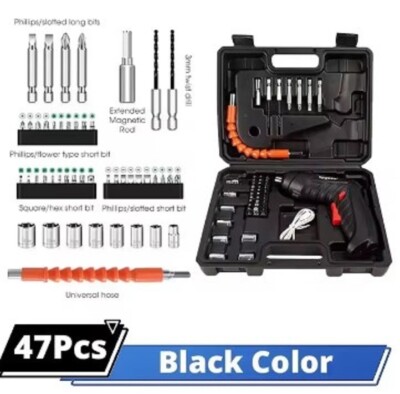 47pcs Cordless Screwdriver Set Electric Screwdriver USB Rechargeable Power