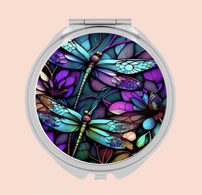 Compact Mirror For Purse. Beautiful Dragonfly Design