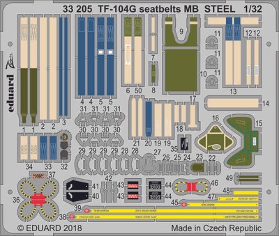 Eduard Zoom 33205 1/32 Lockheed TF-104G Starfighter seatbelts MB STEEL Italeri