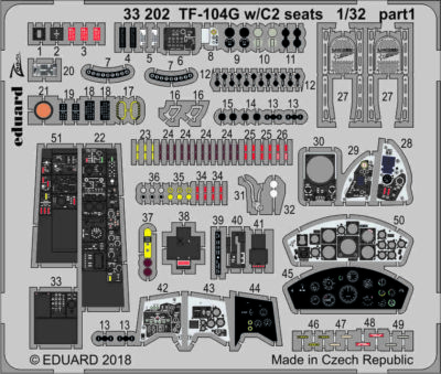 Eduard Zoom 33202 1/32 Lockheed Tf-104g Starfighter W/C2 Sièges Italeri