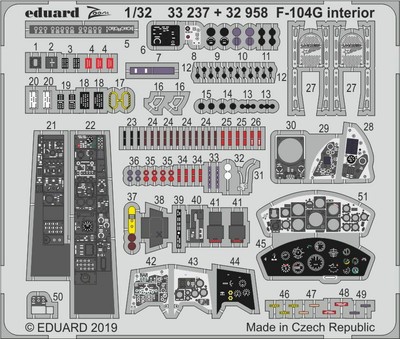 Eduard PE 32958 1/32 Lockheed F-104G Starfighter interior details Italeri